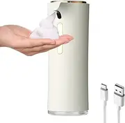 Automatic Foaming Soap Dispenser, USB Rechargeable Hand Sanitizer Dispenser with Essential Oil Diffuser Function, Touchless Liquid Foam Soap Dispenser for Bathroom Kitchen Hotel Office White