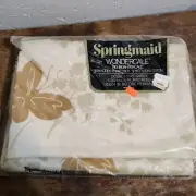 Vintage Flat Bed Sheet Springmaid Wondercale Beige White Butterfly Full/Double