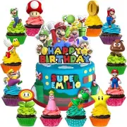 Super Mario Cake Topper Mario Birthday Party Cup Cake Decoration AU