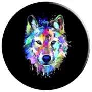 WOLF ART RAINBOW COLORFUL ANIMAL FACE HEAD Charm 925 Sterling Silver 20" Chain