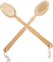 Happyyami Boar Bristle Hair Brush Double Sided Scrubber and Scratcher for Shower Bath Body Care