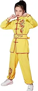 [YEMYIQZ] Kung Fu Uniform for Boys Girls Kids Traditional Chinese Embroidered Tai Chi Wing Chun Master Martial Arts Set Outfit