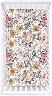 Crib Sheet Jersey Cotton, Fitted Cotton Baby & Toddler Universal Crib Sheets, Floral Crib Sheet Set