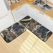 YXYZRMY Kitchen Mats for Floor, 2 Piece, Alien Pharaoh Face Funny Cute Washable Non-Slip Kitchen Rugs Set for Home & Office, Sink, Laundry, 19.7” x 27.6” + 19.7” + 47.2”