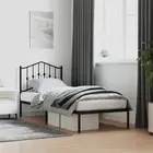 vidaXL Metal Bed Frame with Headboard Black 92x187 cm Single Size