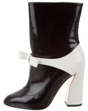 $1390 NEW GUCCI Midcalf Bow Boots Patent Leather Regent Black Ivory Shoes 40