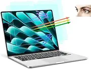PYS Pack of 2 Anti Blue Light Screen Protectors for MacBook Air 15 Inch M3 M2 Chip Anti Fingerprint Eye Protection Anti Blue Light Anti Glare