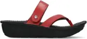 WOLKY Women's TAHITI Hook & Loop Strap Supportive Flip-Flop, Red Leather, SZ 37