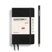 Weekly Planner 2025, Hardcover (Black) - A6