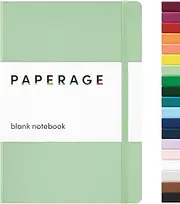 PAPERAGE Blank Journal Notebook, (Sage Green), 160 Pages, Medium 5.7 inches x 8 inches - 100 GSM Thick Paper, Hardcover