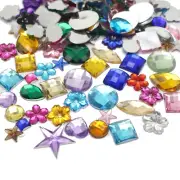 200 Mixed Color Flatback Acrylic Rhinestone Assorted Shape No Hole