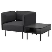 LILLEHEM armchair with side table, Gunnared dark grey/metal