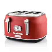 Westinghouse Retro Series Red Electric 4 Slice Toaster w/Warming Rack 1750W