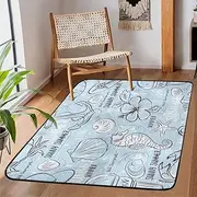 SEEKJOYS Retro Marine Style Area Rug Anti-Slip Large Carpet for Living Room Bedroom Dining Room Thick Super Soft Rug Nautical Pattern Home Decor Printed Floor Rug (160x 122 CM )