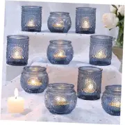 12Pcs Blue Votive Candle Holders - Votive Candle Holders Bulk, Glass Candle