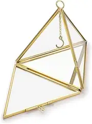 Hipiwe Jewelry Ring Display Holder - Glass Ring Holder Geometric Glass Ring Jewelry Box Wedding Ring Bearer Gift Box Hanging Prism Ring Stand Proposal Ring Display Case (Triangular pyramid)