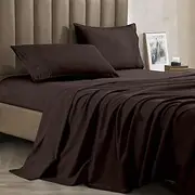 Celine Linen Best, Softest, Coziest Bed Sheets Ever! 1800 Thread Count Egyptian Quality Wrinkle-Resistant 4-Piece Sheet Set with Deep Pockets, California King, Chocolate Brown