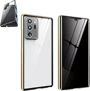 Magnetic Tempered Glass Double-Sided Phone Case for Samsung,Determinationy Privacy Magnetic Phone Case for Samsung Galaxy S9 Note10,360° Full Glass Case Case for S22,S23,S24 (S20,Gold)