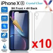 x10 Tempered Glass 9H Guard screen protector for Apple iPhone XR Front + 4H Back