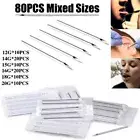 80Pcs Stainless Steel Ear Navel Nose Lip Nipple Eyebrow Body Piercing Needle Kit