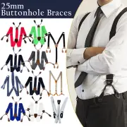 Mens Button Suspenders Y-Back Adjustable Elastic Tuxedo Pants Trousers Braces
