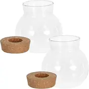 Milisten 2pcs Hydroponic Plant Glass Vases for Propagation Small Desktop Planter Cork and Glass Design Space Efficient Tabletop Vase for Decor