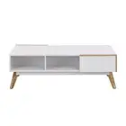 Design Square Autumn Scandinavian Rectangular Coffee Table W/ 2-Drawers - White/