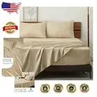 Luxurious Beige King Size Bed Sheets Set with 1800 Thread Count Floral Design
