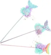 Vaguelly 3pcs Mermaid Fairy Wands Sequin Tail for Boys and Girls Party Dress-up Costumes
