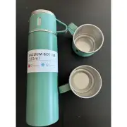 Flask Set w/ 3 Cups Vacuum Bottle 500ml With 2 Cups - Keeps Drinks Hot & Cold -