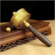 Hand Cranking Buddhist Prayer Wheel Hand Held Prayer Wheel Buddhist Prayer Wheel Wooden Handle Premium Buddha Scriptures Prayer Wheel(Gold)