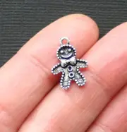 BULK 50 Gingerbread Man Charms Antique Silver Tone - SC3111