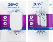 Zevo Flying Insect Trap for Indoors: Light Trap Captures Fruit Flies, Gnats and Houseflies, Starter Kit + Refills (1 Plug-in Base + 3 Cartridges)