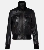 [Chloe] Chloé High-neck leather jacket AU 12 black