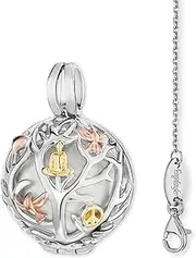 [Engelsrufer] Women's Jewellery Set - Tree of Life Harmony Ball Pendant with White Harmony Ball & Anchor Chain - Rhodium-Plated 925 Sterling Silver, 40 + 3 cm, Sterling Silver, No Gemstone