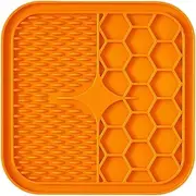 Dog Lick Mat With Suction Cup - Slow Feeder Pad for Dogs and Cats, Anti-Slip Food Mat, Large Size, Orange