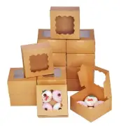 60pcs Kraft Cookie Boxes 6x6x3 inches Easy Assemble Macaroon Pastry Boxes Bak...