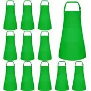 12 Pack Kids Apron Bulk with 2 Pockets Adjustable Chef Art Apron 12 PCS Green