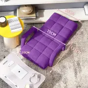 Foldable Lounge Cushion Adjustable Floor Lazy Recliner Chair with Armrest Purple
