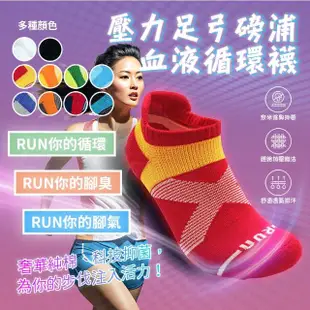 【RUN】台灣製 MIT 買3送1 踝襪 壓力足弓磅浦血液循環襪(防臭襪 足弓襪 運動襪 除臭襪 氣墊襪 抗菌襪)