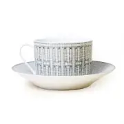 Hermes Mosaique Au 24 Platinum Coffee Cup and Saucer Platinum (Set of 2)