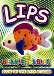 LIPS THE FISH, GLOW IN THE DARK STICKER, BEANIE BABIES CARD SERIES 4, YEAR 1999