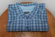 BUFFALO DAVID BITTON MENS CASUAL SHIRT 100% COTTON PLAID INDIGO SIZE L SLIM FIT