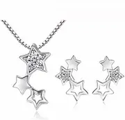 [Generic] Fine Sets Zirconia Star Necklace+Earrings Two Piece Set for Women Girl Gift