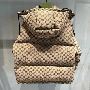 Gucci 女款 717558 ‎駝色和烏木色GG羽絨外套 40/42