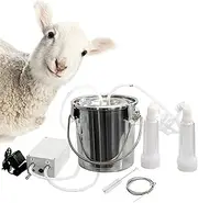 Portable Milking Machine for Goats/Cows Pulsation Vacuum Pump Milker with Stainless Steel Bucket Livestock Milker with Automatic Stop Function (Stainless, 3L for Goat)