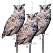 Owl to Keep Birds Away, 3 Pack Bird Scare Owl Fake Owl, Reflective Hanging