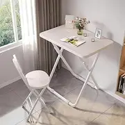 T36 Folding Portable Desk Chair Set - Home Office Computer Desk (White, 60X40X70CM)