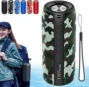 Aursear Waterproof Bluetooth Speaker, Outdoor Portable Bluetooth Speakers Wireless, Ipx5 Waterproof Bluetooth Speaker with Loud Stereo Sound, TWS Dual Pairing/Bluetooth 5.0/LED Lights (Camouflage)