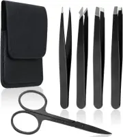 HOXHA Professional Stainless Steel Tweezers with Scissors, Set of 5 Colorful ...